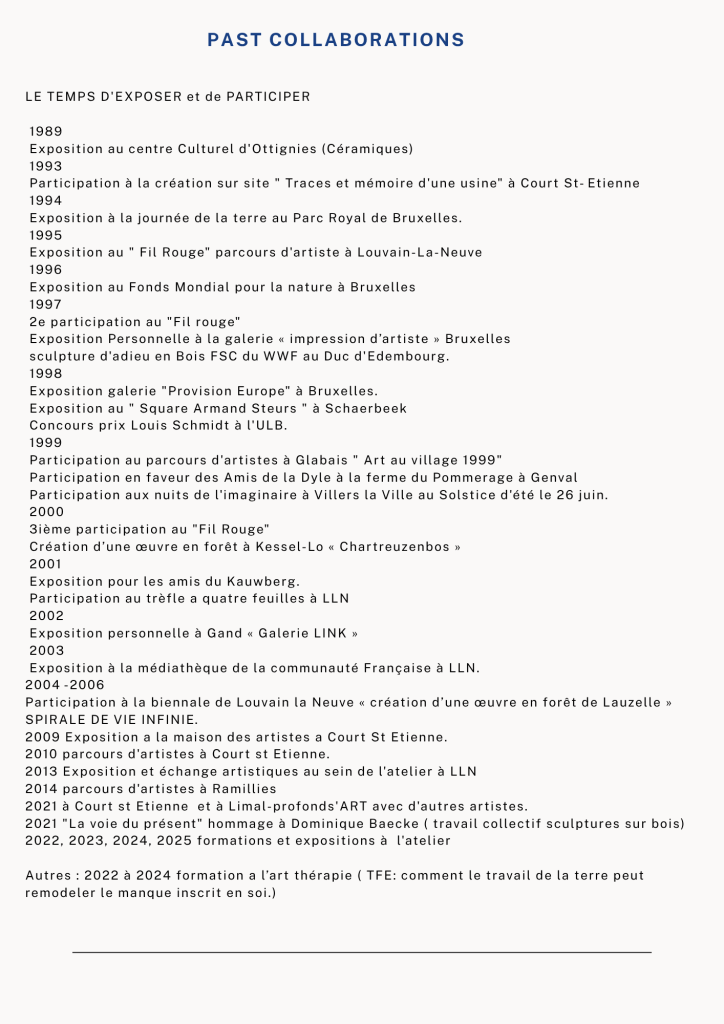 Pour un parcours artistique il faut une vie si pas plus.